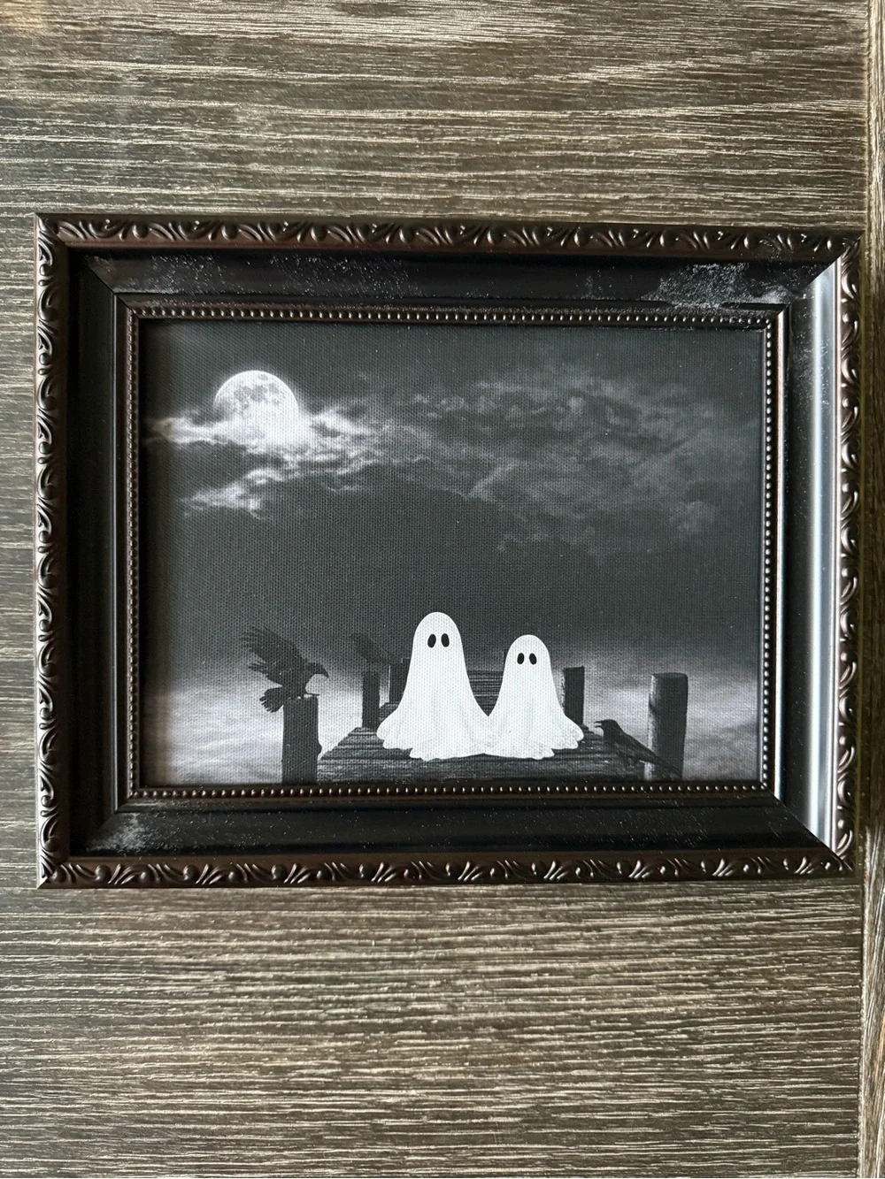 NWT Black & White Framed Ghost Picture Halloween